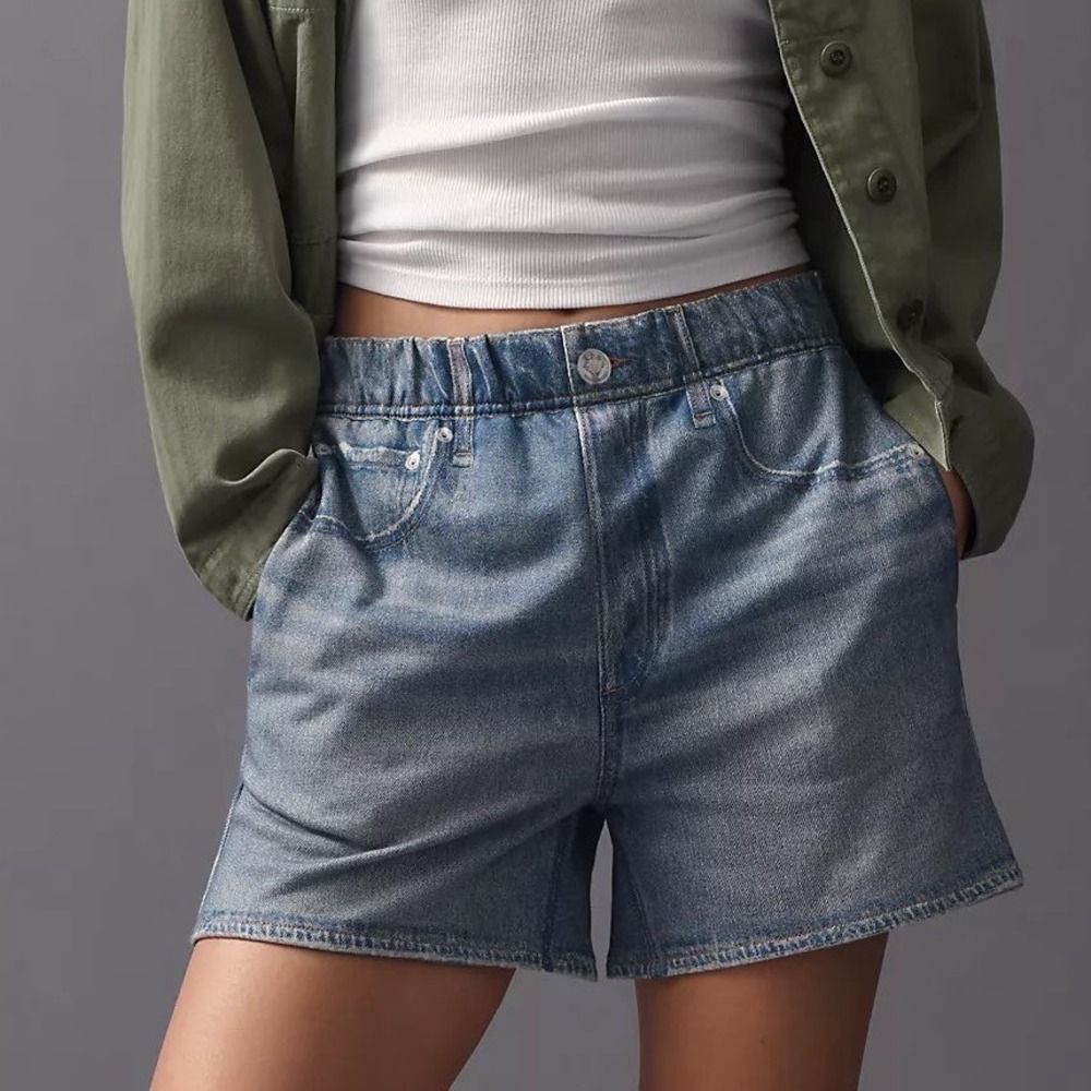 Rag & Bone Miramar Terry Shorts Size XL Blue Cotton Pull On Casual Modern